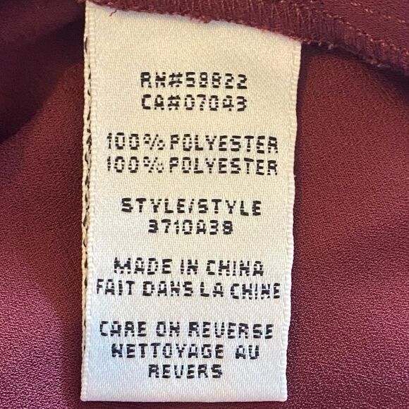 Max Studio Blouse Top Burgundy V-Neck Long Sleeve Wrap High- Low Hem Top - Picture 5 of 5